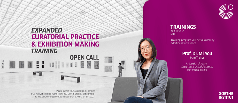 Veranstaltungsplakat + Open Call zur Veranstaltung "Curatorial Practice & Exhibition Making"